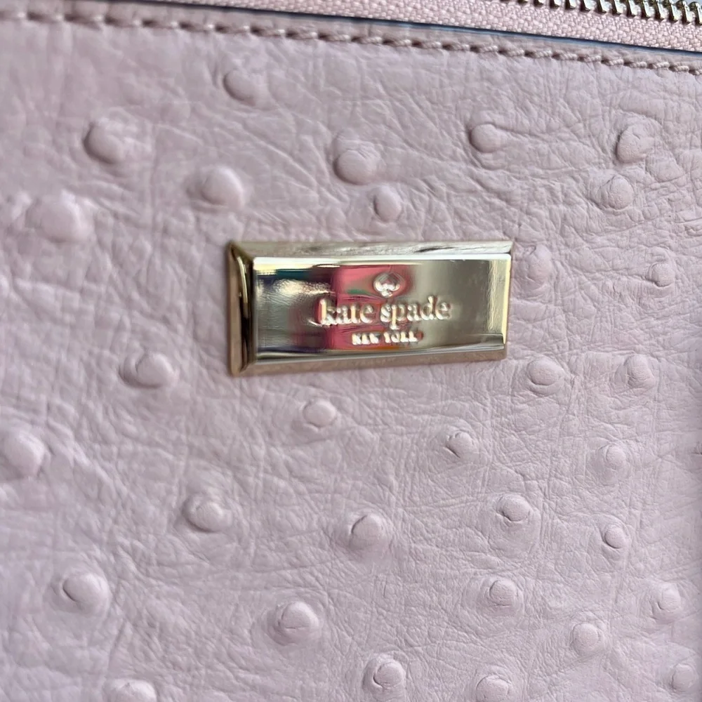 Kate Spade Bristol Drive Ostrich Loden pink crossbody tote